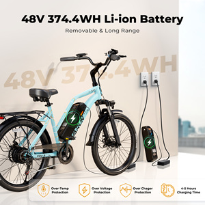 จักรยานไฟฟ้าแบบพกพา 500W 24 นิ้ว 48V 7.8AH แบตเตอรี่ถอดได้ โครงเหล็กคาร์บอนน้ำหนักเบา เกียร์ 7 สปีด คลังสินค้าในสหรัฐอเมริกา จัดส่งฟรี - Product Image 4
