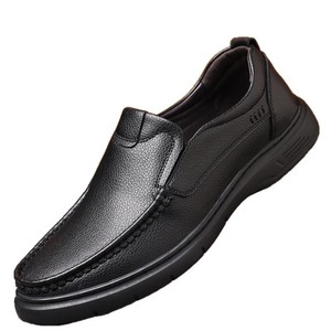Mocassins en cuir pour hommes, bout rond, à enfiler, semelle extérieure en caoutchouc respirante, chaussures décontractées de printemps - Product Image 5