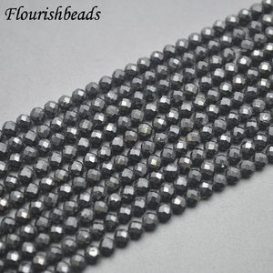 Wholesale Natural <strong>Black</strong> Tourmaline 4mm Diamond Cutting Round Shape Loose <strong>Beads</strong> for Women Jewelry Party Necklace Bracelet Making - Product Image 3