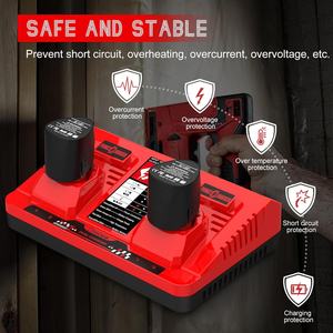 شاحن ثنائي المنفذ 12 فولت لبطارية ميلووكي <span class=keywords><strong>M</strong></span> 12S، شاحن لبطارية ميلووكي الليثيوم 12 فولت 48-11-2401 48-11-2411 48-11-2460 - Product Image 5