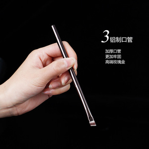 Pincel angular para polvo de cejas de 29 mm con pelo sintético y mango de aluminio, pincel plano para lápiz de cejas, herramienta de maquillaje. - Product Image 3
