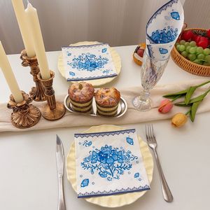 Floral Printed Square Paper Napkins 33x33cm For Wedding Party Decorations Disposable Tableware - Product Image 1