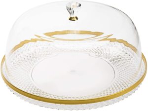 30,48 cm Grado Alimenticio transparente de acrílico/pastel/tarta de bandeja de postres con diamante borde con campana cubierta de cúpula - Product Image 2