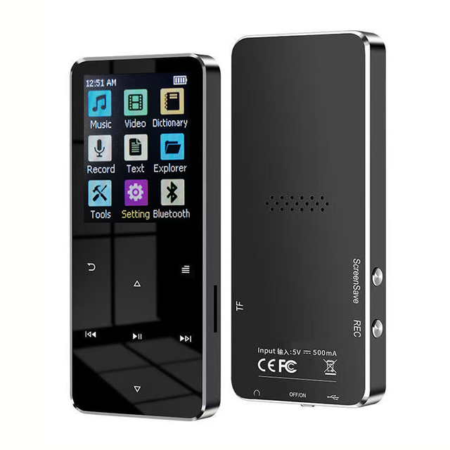 Portable LCD Touch Screen MP3 Music Player for Bluetooth Metal Construction TF Card E-Book Reading FM Radio Voice Recorder