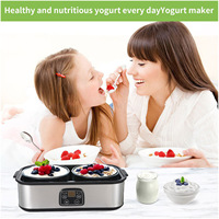 Mesin Pembuat Yogurt Digital Otomatis Kapasitas Besar 2L, Pembuat Yogurt Elektrik Profesional, Pembuat Es Krim Puding + Cangkir
