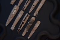 Lot de 10 faux ongles en ABS noir faits à la main, à presser, forme amande, avec colle, pointes longues style stiletto, forme carrée, application sur les doigts