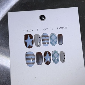 Lot de 10 <span class=keywords><strong>faux</strong></span> <span class=keywords><strong>ongles</strong></span> en acrylique faits à la main, nouveau design printemps, mignons, courts, forme amande, stiletto, avec logo personnalisé, à presser - Product Image 3