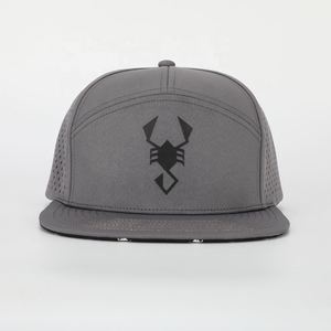 Alta calidad al por mayor de malla personalizada Snapback Cap impresión del logotipo Gorras 7 paneles de algodón corte láser agujero Oem bordado sombrero de ala plana - Product Image 2