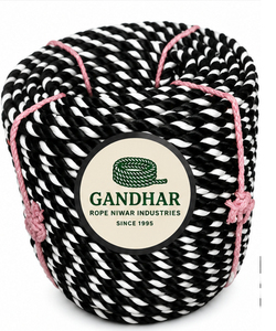 High Strength Zebra Stripe Polyester Twisted Rope <b>Black</b> White Design Weather Resistant Durable Premium Utility <b>Cord</b> - Product Image 2