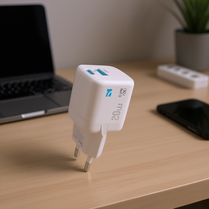 Cargador Rápido Dual Compacto y Seguro NCC CD-0102 EU 20W GaN USB-A + USB-C Blanco - Product Image 3