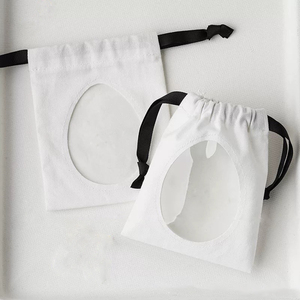New Arrivals Transparent Cotton <b>Drawstring</b> Bag with Clear Pvc Window Jewelry Storage Canvas Pouch Dust Bag for Earrings Rings - Product Image 2