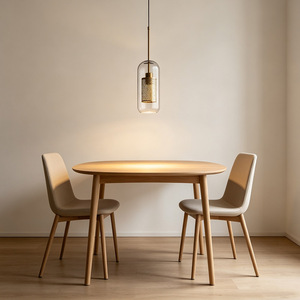 Lámpara Colgante de Cristal Estilo Retro Americano, E27, Tubo de Cristal Redondo, Lámpara Colgante de Latón para Vestíbulo de Hotel, Salón, Escalera - Product Image 6