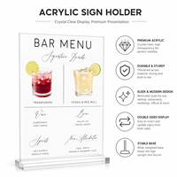 Support de menu de table double face en acrylique durable en forme de T pour mariage, restaurant, bar, bureau, support de prospectus de table