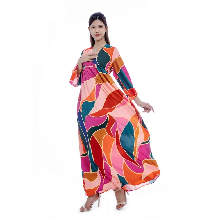 The Most Beautiful Plus Size Women`s Dresses Leisure Time Floor Length Summer Vacation Colorful Easy Maxi Dress