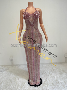 Ocstrade <span class=keywords><strong>Abito</strong></span> <span class=keywords><strong>Lungo</strong></span> da Sera a Goccia di Cristallo <span class=keywords><strong>Abito</strong></span> da Sera di Lusso con Strass e Scollo all'Americana da Donna Lunghezza Fino a Terra 2025 - Product Image 6