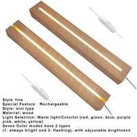 Lampe de base en bois USB LED 3D Veilleuse Ronde Ovale, Base ronde Lampe 3D 3 couleurs Bleu Rouge Violet