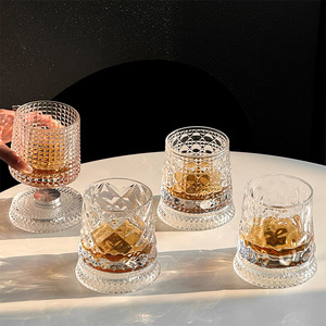 <span class=keywords><strong>Verre</strong></span> à whisky rotatif à 360° gravé de diamants en cristal de luxe, gobelet premium taillé à la main, base pivotante, verres à whisky - Product Image 2