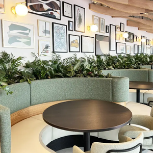 Muebles de cafetería, sofá de restaurante de diseño moderno con ranura para flores, asiento de cabina de cafetería de té de leche minimalista - Product Image 5