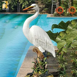 Guindaste em latão para decoração de jardim, tamanho de vida escultura em bronze egret