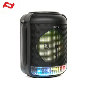 广州出厂价便携式rx移动扬声器带DJ LED彩灯热风箱