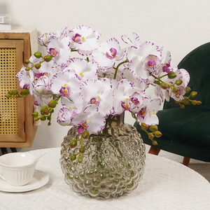 Tiges d'orchidées artificielles personnalisées de 50 cm, 5 têtes, en soie douce, fausses fleurs pour Thanksgiving, la remise des diplômes, Noël, la maison - Product Image 5