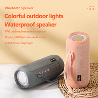 RGB lampu suasana LED speaker Subwoofer nirkabel portabel, lampu Audio gigi biru tahan air