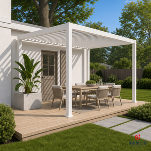 MEXIN ORLANDO - Gazebo Moderno de Lujo para Exteriores de Villas y Hoteles, Bioclimático, Motorizado, de Aleación de Aluminio y Vidrio Templado Ajustable - Product Image 1