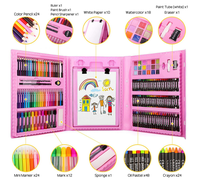 Petit ensemble de 208 pinceaux, crayons de couleur et fusains pour enfants, coffret cadeau, vente en gros, kit de peinture pour l'école et le bureau, fabriqué en Chine