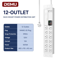 Barre d'alimentation (PDU) 12 prises US 15A à montage en rack, protection contre les surtensions 3900J, interrupteur de surcharge, compteur LED, PD 20W, blanche
