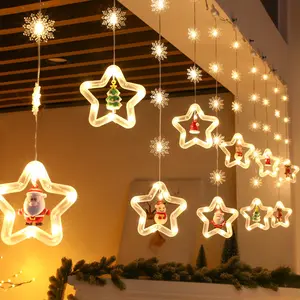 Pafu Merry Christmas Party Supplies Star Xmas Tree luci a LED fai da te ornamento per interni di natale Hanging Snowflake LED Lights