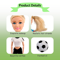 Lot de 2 poupées de football de 11,5 pouces, écologiques, en ABS, avec uniforme et ballon de sport, dans un coffret cadeau