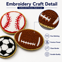 En stock : Écusson en chenille Gameday, badge de football et de volleyball, étiquette brodée de luxe à bordure scintillante pour vestes en jean, en gros