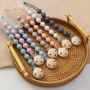 BPA Free Chewable Holz Silikon Schnuller Clip Kette Silikon Beiß spielzeug Baby Schnuller Halter Clips - Product Image 3