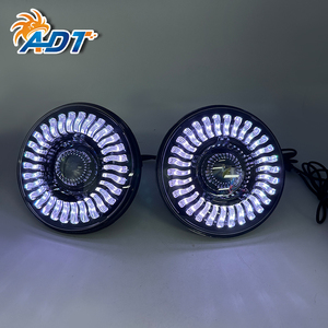 Phare de voiture LED ADT blanc DRL RGB avec contrôle par application, effet de poursuite, haute puissance 80W, projecteur en verre - Product Image 1