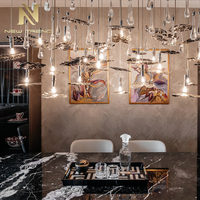 Lustre suspendu LED en forme de feuille, éclairage d'intérieur sur mesure de style contemporain