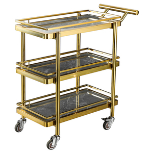 Chariot de Service Commercial à Trois Niveaux en Acier Inoxydable, Desserte pour Hôtellerie et Restauration - Product Image 2