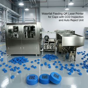 Codeur de codes QR entièrement automatique pour bouchons de bouteilles, avec impression laser, alimentation en cascade, inspection par vision CCD et rejet automatique - Product Image 3