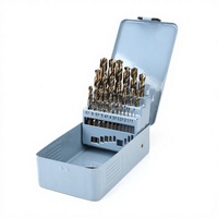 25 pièces de forets hélicoïdaux en acier HSS et HSS Cobalt métriques DIN338 avec emballage en boîte en fer, personnalisables OEM/ODM