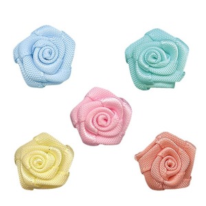Atacado de Rosas de Fita de Cetim de Poliéster, Mini Flores, Apliques de Boutique, Suprimentos para Costura e Decoração, Artesanato DIY, Tecido para Halloween - Product Image 1