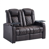 Canapé inclinable électrique moderne en cuir véritable pour home cinéma, deux places, avec mousse à mémoire de forme, extensible et multifonctionnel pour salon
