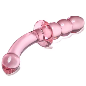 Wasserdichter Hochwertiger Schöner Herren-<span class=keywords><strong>Dildo</strong></span> aus Rosa Glas mit Griff - Product Image 3