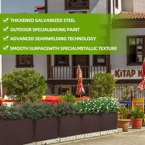 Grande jardinière <span class=keywords><strong>rectangulaire</strong></span> en métal Grand pot de fleurs en acier galvanisé brun Long pour décoration intérieure et extérieure pour <span class=keywords><strong>jardin</strong></span>, maison et bureau - Product Image 5