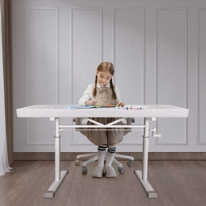 Escritorio de estudio LED moderno para niños, nuevo juego de mesa elevables en sillas de rosa y azul, plástico duradero para el hogar, hoteles, bares para uso en centros comerciales - Product Image 2