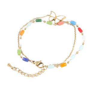 Women's Multi <b>Color</b> <b>Beaded</b> Bracelet Gold Zinc Alloy Star Shape 219014 - Product Image 1