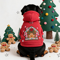 Manteau d'hiver chaud en polaire brodé pour animaux de compagnie, motif maison de pain d'épices de Noël, pour chiens (Dachshund, petits et moyens) et chats