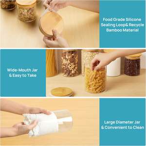 Clear <b>Glass</b> Food Storage Jars Borosilicate Airtight <b>Glass</b> <b>Canister</b> Jar With Airtight Bamboo Lid EEE8888 - Product Image 3