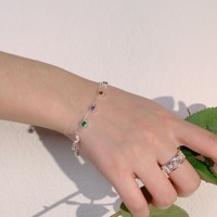 Bracelet coloré en argent sterling 925 arc-en-ciel, diamant, CZ, bracelet à maillons avec breloques, cadeaux délicats, vente en gros