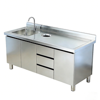Table de travail de cuisine professionnelle en acier inoxydable avec évier et armoire de rangement pour la préparation des fruits et le lavage de la vaisselle, taille personnalisable pour la maison