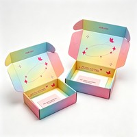 Boîtes d'emballage cadeau avec logo personnalisé, impression dégradée arc-en-ciel, boîte pour vêtements, cosmétiques, boîte pliable en papier pour l'expédition