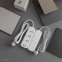 Prise d'extension universelle 3 voies certifiée CE avec sortie de charge USB et type C Commutateurs individuels Voyant lumineux